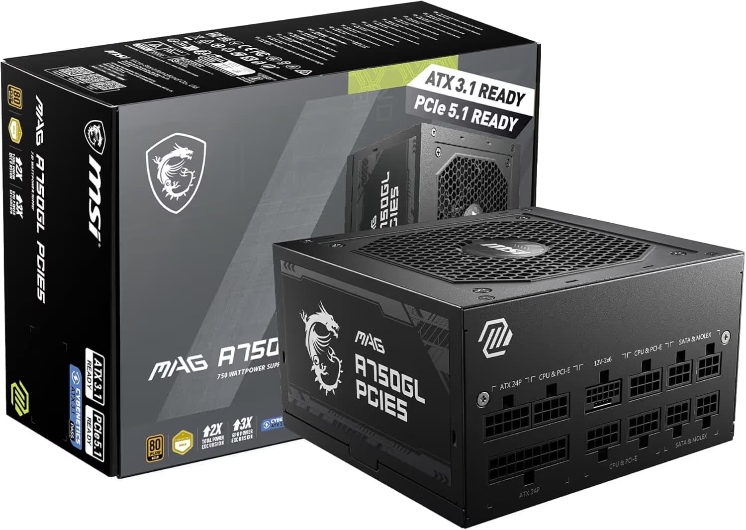 MSI MAG A750GL PCIE5 Black 750W Fully Modular 80+ Gold Certified image