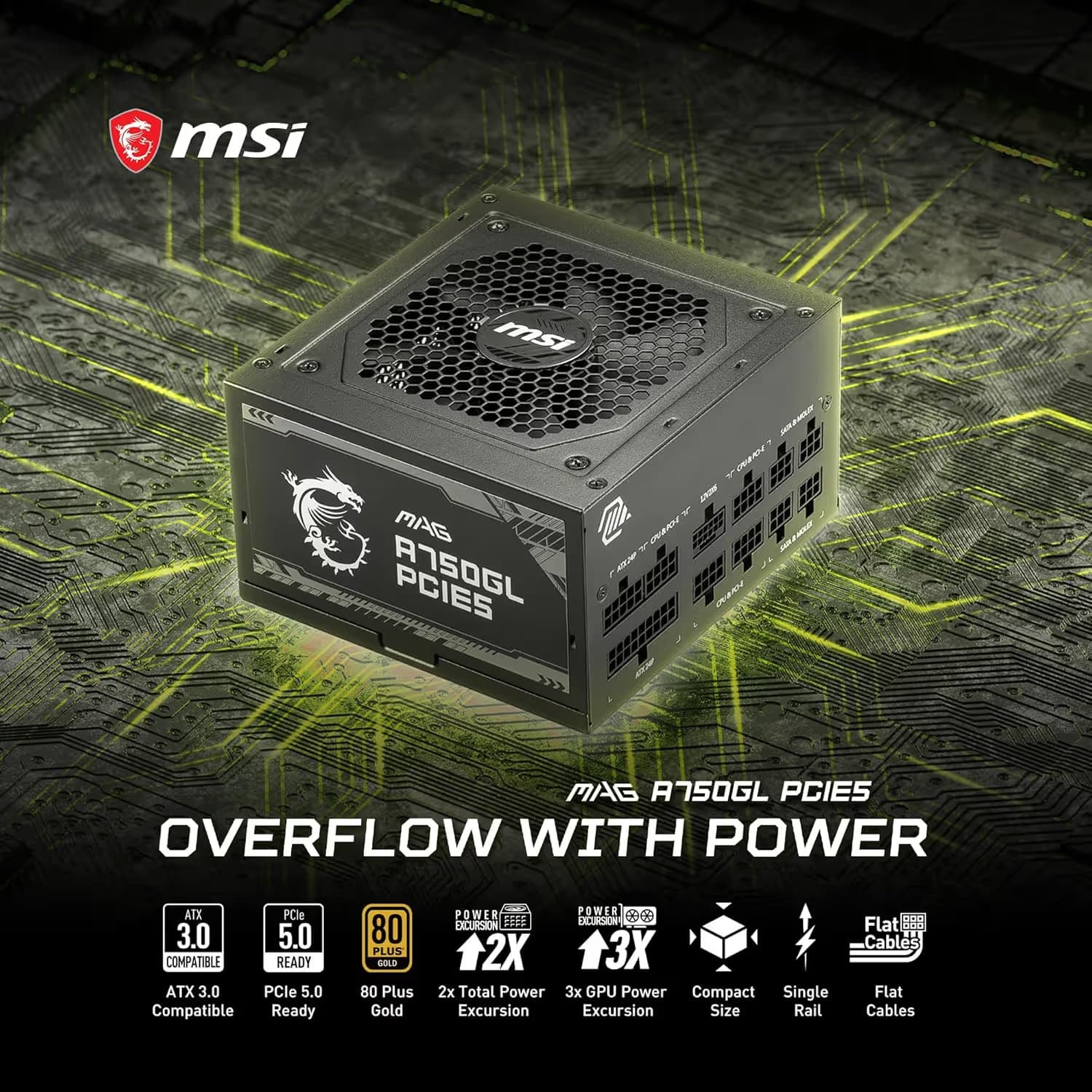 MSI MAG A750GL PCIE5 Black 750W Fully Modular 80+ Gold Certified image