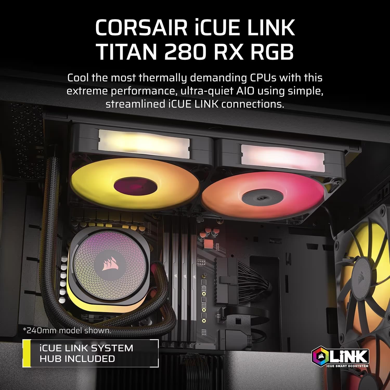 Corsair iCUE LINK TITAN Water 280mm RX RGB Black image