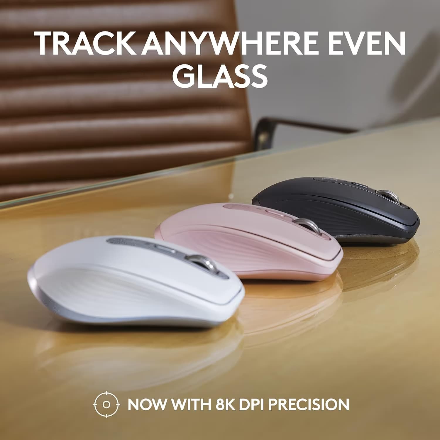 Logitech MX Anywhere 3S Laser Bluetooth Wireless Wired Mouse - Rose image
