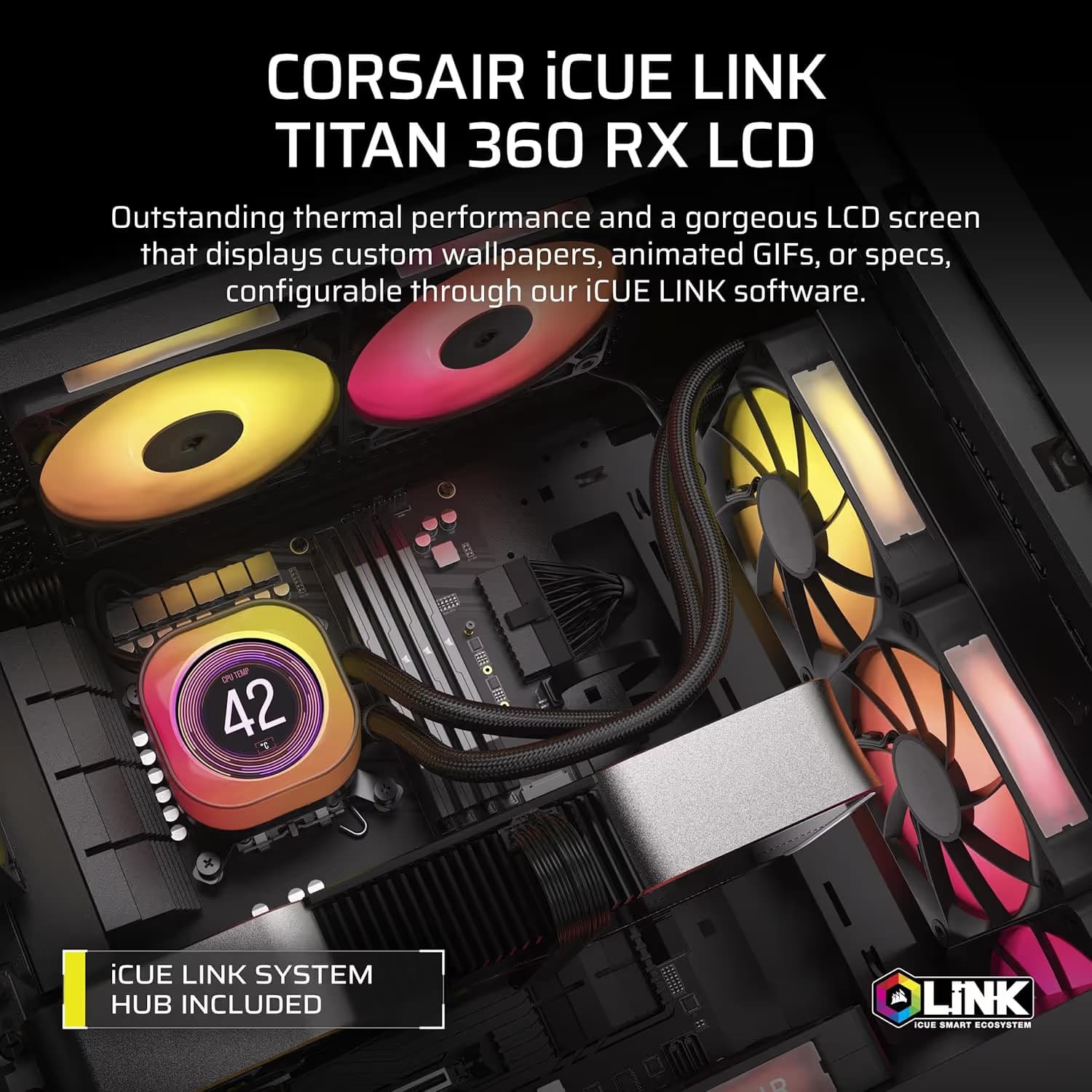 Corsair iCUE LINK TITAN 360 RX Water 360mm LCD Black image