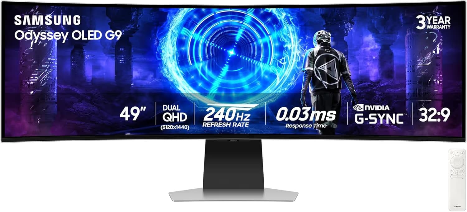 Samsung 49-inch Odyssey OLED G9 G95SD Dual QHD Curved Gaming Monitor (LS49DG956SNXGO) image