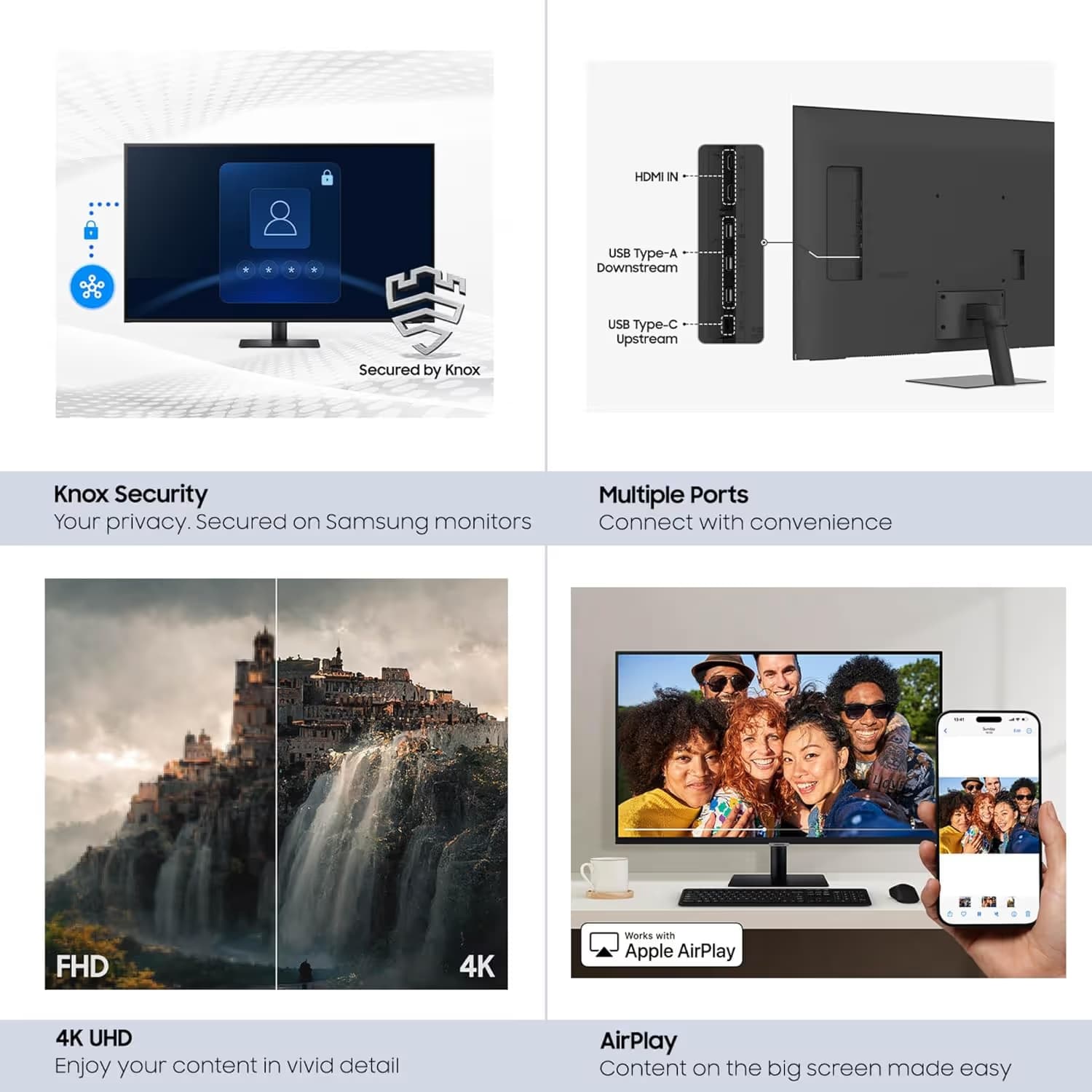 Samsung M7 M70F 43-inch 4K UHD Smart AI Monitor - Black image