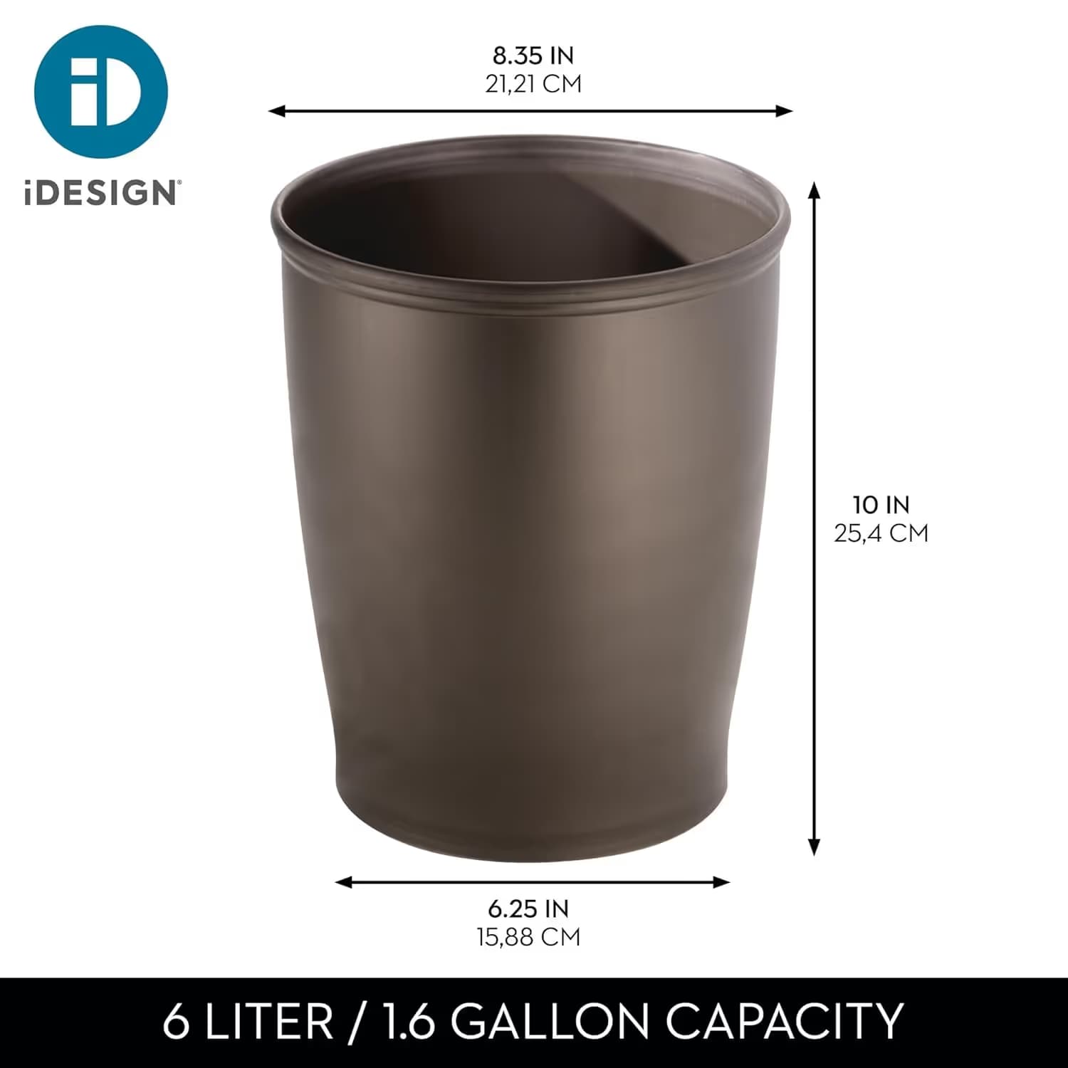 iDesign Kent Plastic Garbage Can - Bronze image