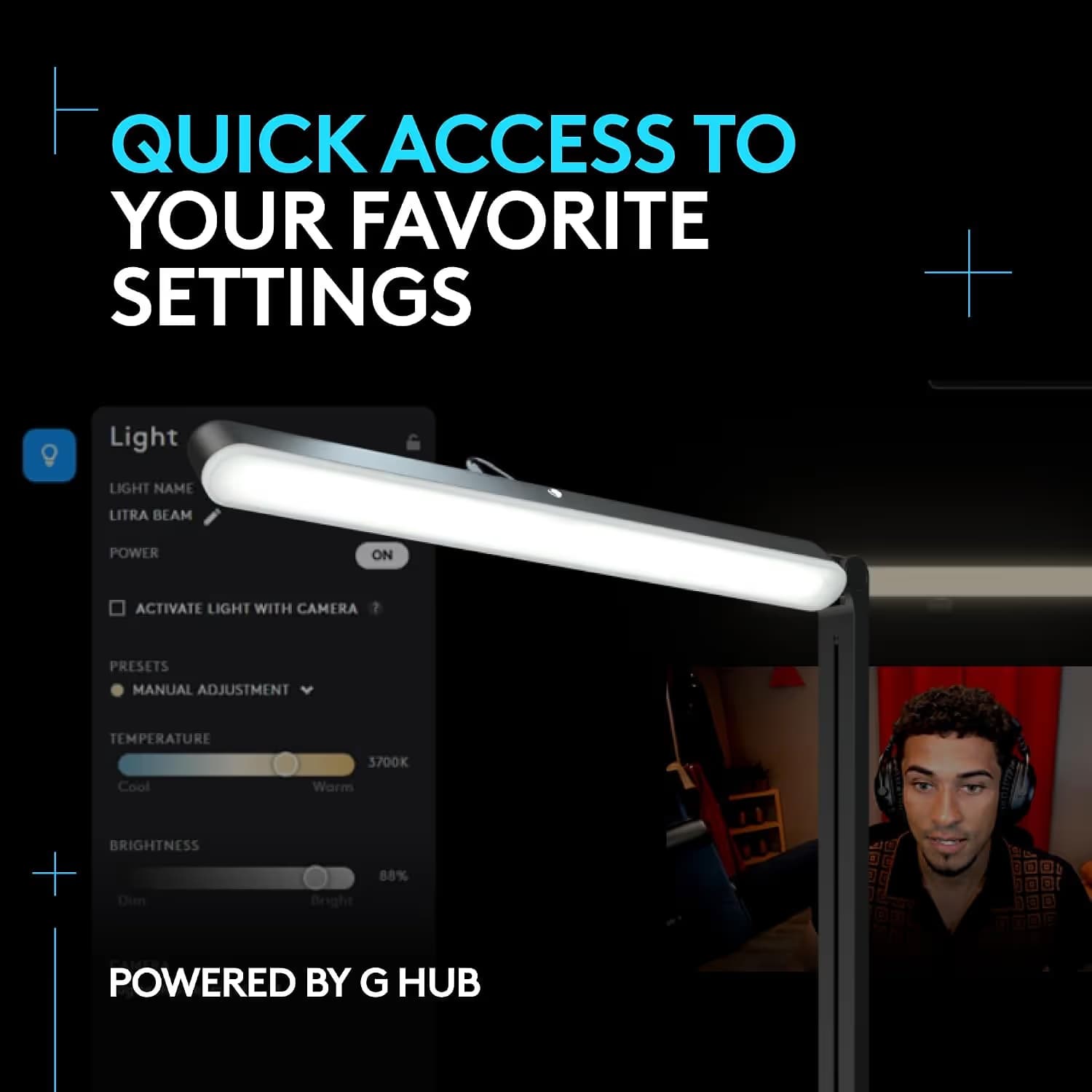 Logitech - Litra Beam Premium LED Streaming Key Light with TrueSoft and Brightness/Color Temperature Settings - Black image