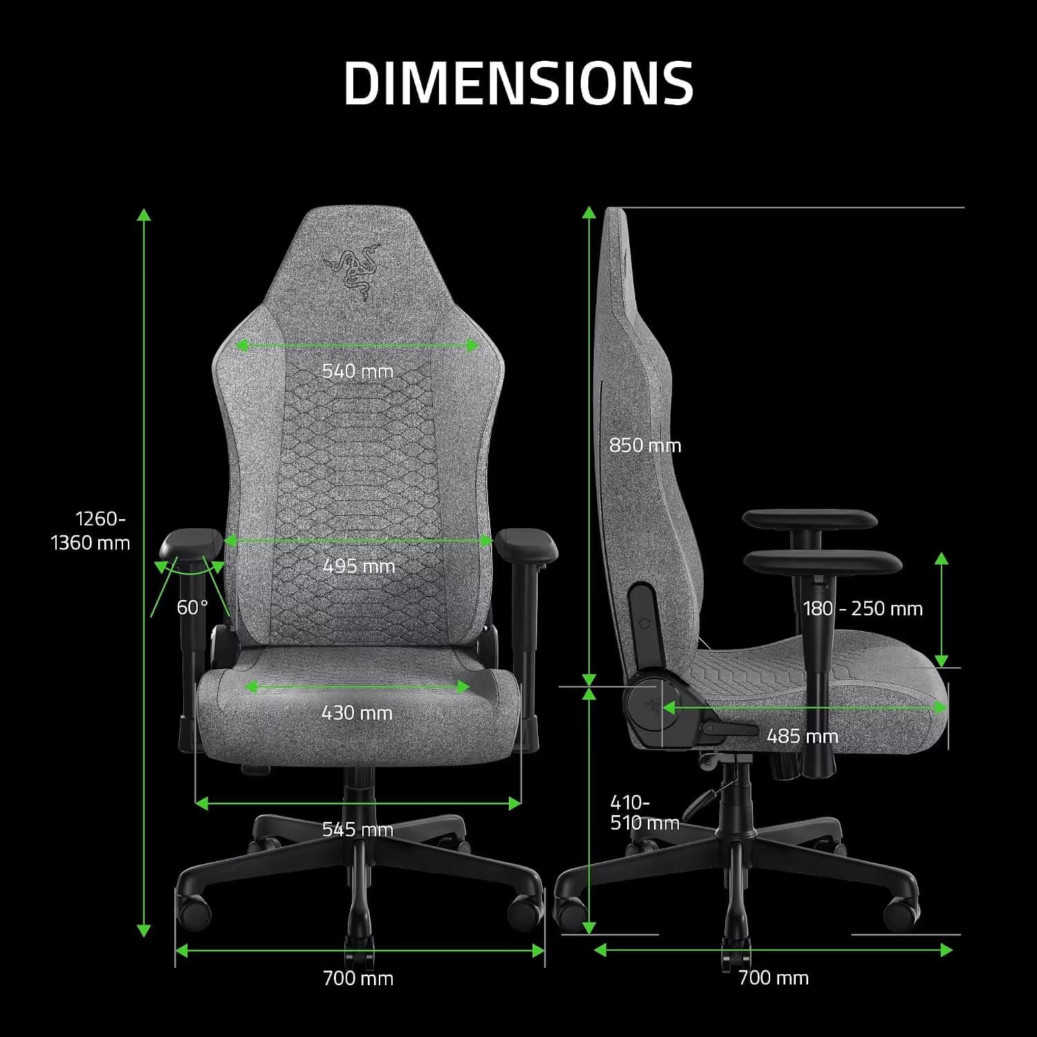 Razer Iskur V2 X - Light Gray - Fabric image