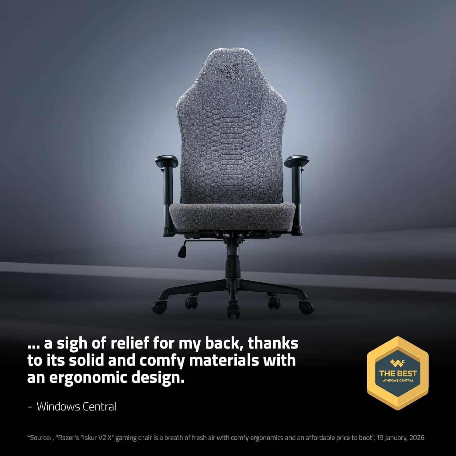 Razer Iskur V2 X - Light Gray - Fabric image