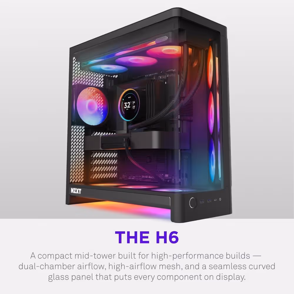 NZXT H6 (2026) ATX Mid Tower Black Tempered Glass image