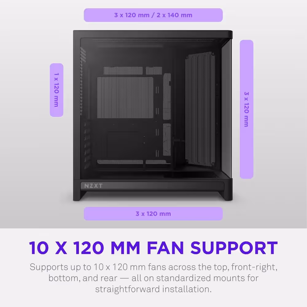 NZXT H6 (2026) ATX Mid Tower Black Tempered Glass image