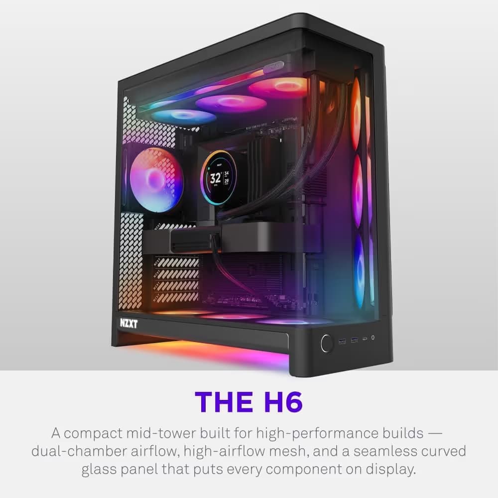 NZXT H6 RGB+ (2026) ATX Mid Tower Black Tempered Glass image