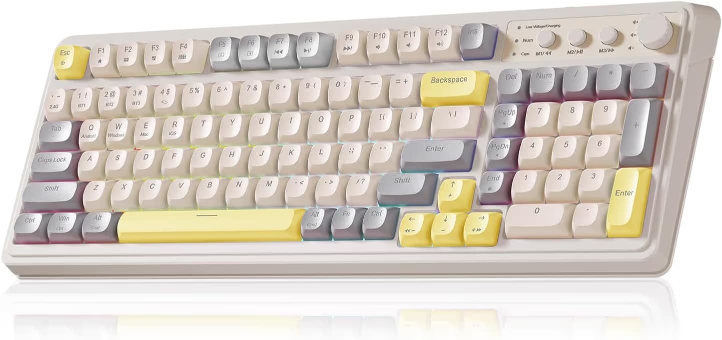 AULA S99 Tri-Mode (2.4G/BT/Wired) Programmable Full Size Membrane Gaming Keyboard image