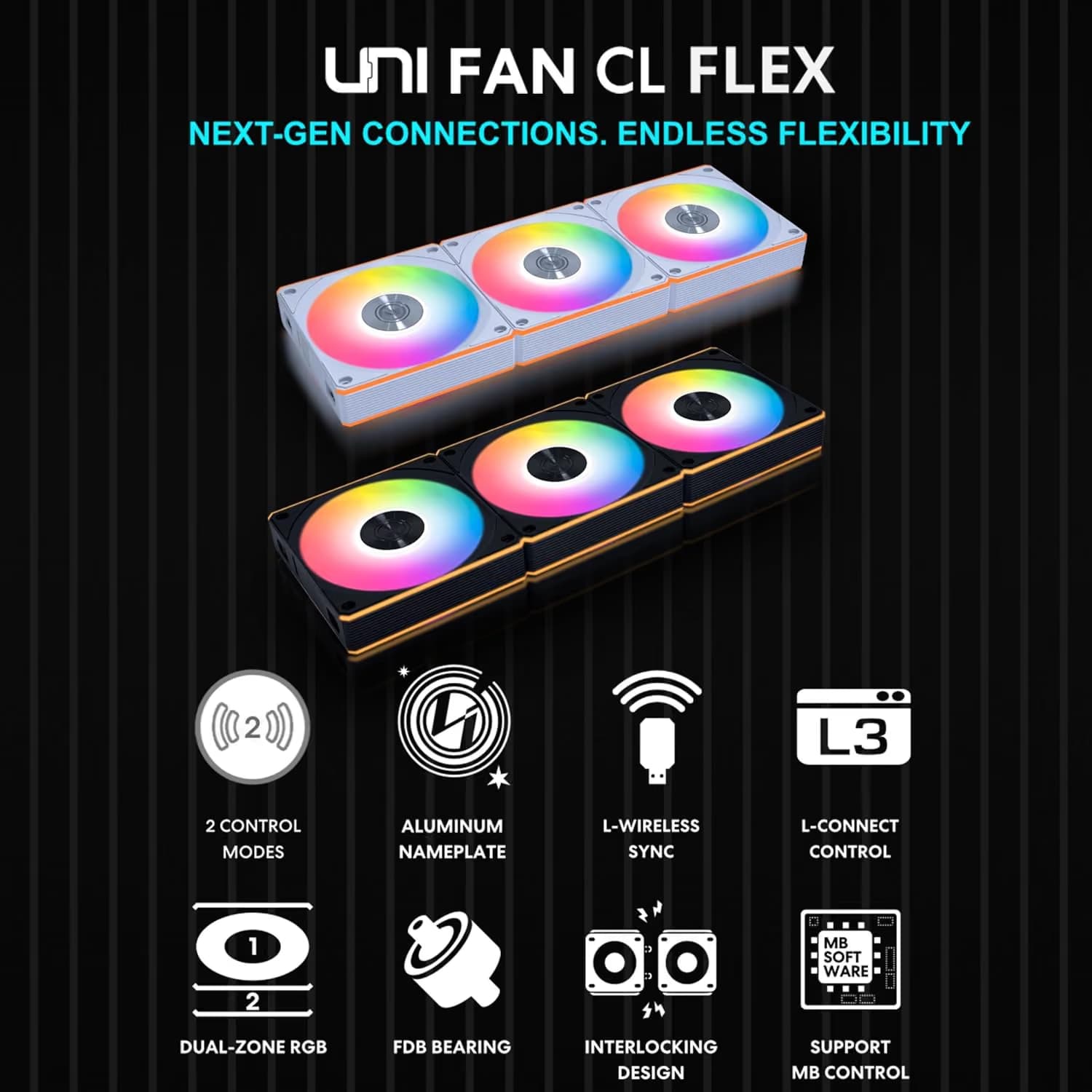 Lian Li UNI FAN CL FLEX 120mm White Reverse Blade 3 Pack image