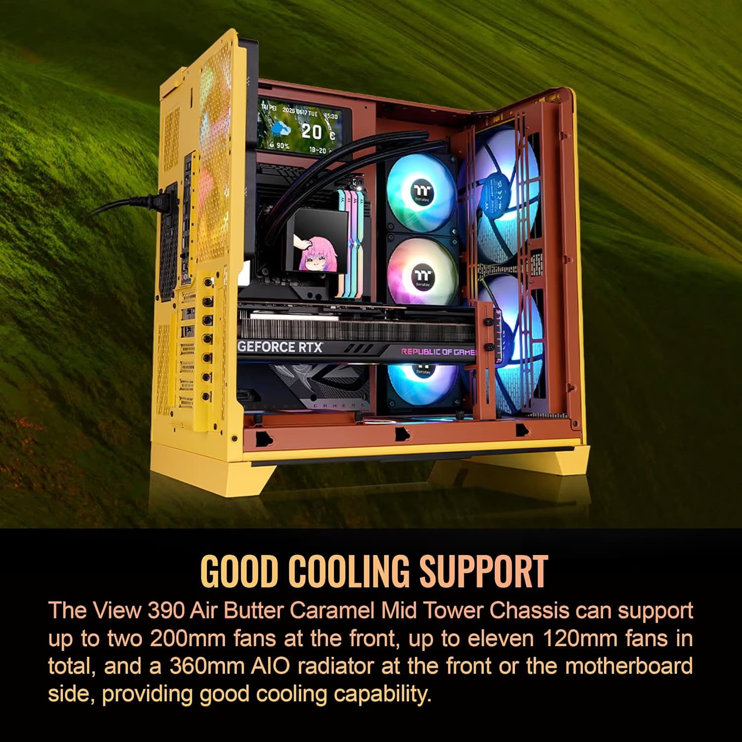 Thermaltake View 390 Air ATX Mid Tower Butter Caramel with Tempered Glass Side Panel image