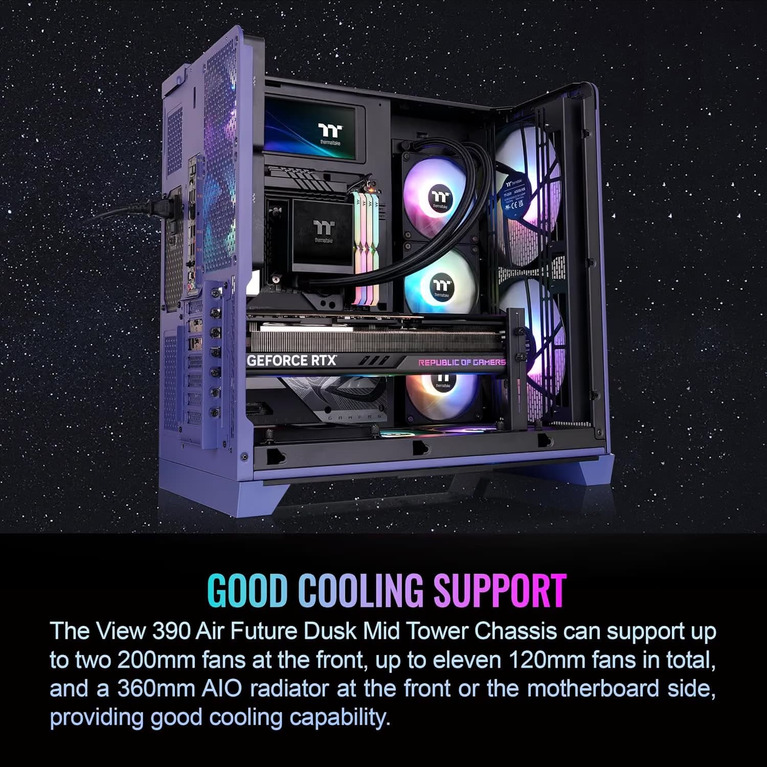 Thermaltake View 390 Air ATX Mid Tower Future Dusk with Tempered Glass Side Panel image
