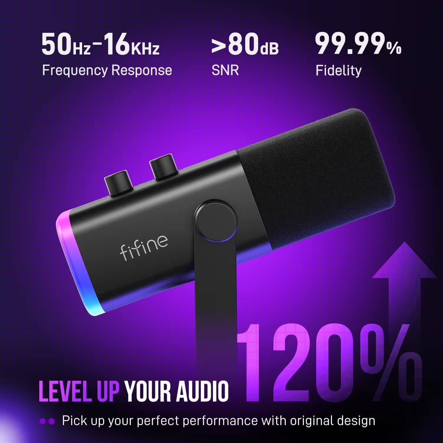 FIFINE AmpliGame AM8 Black with Black Foam Windscreen image