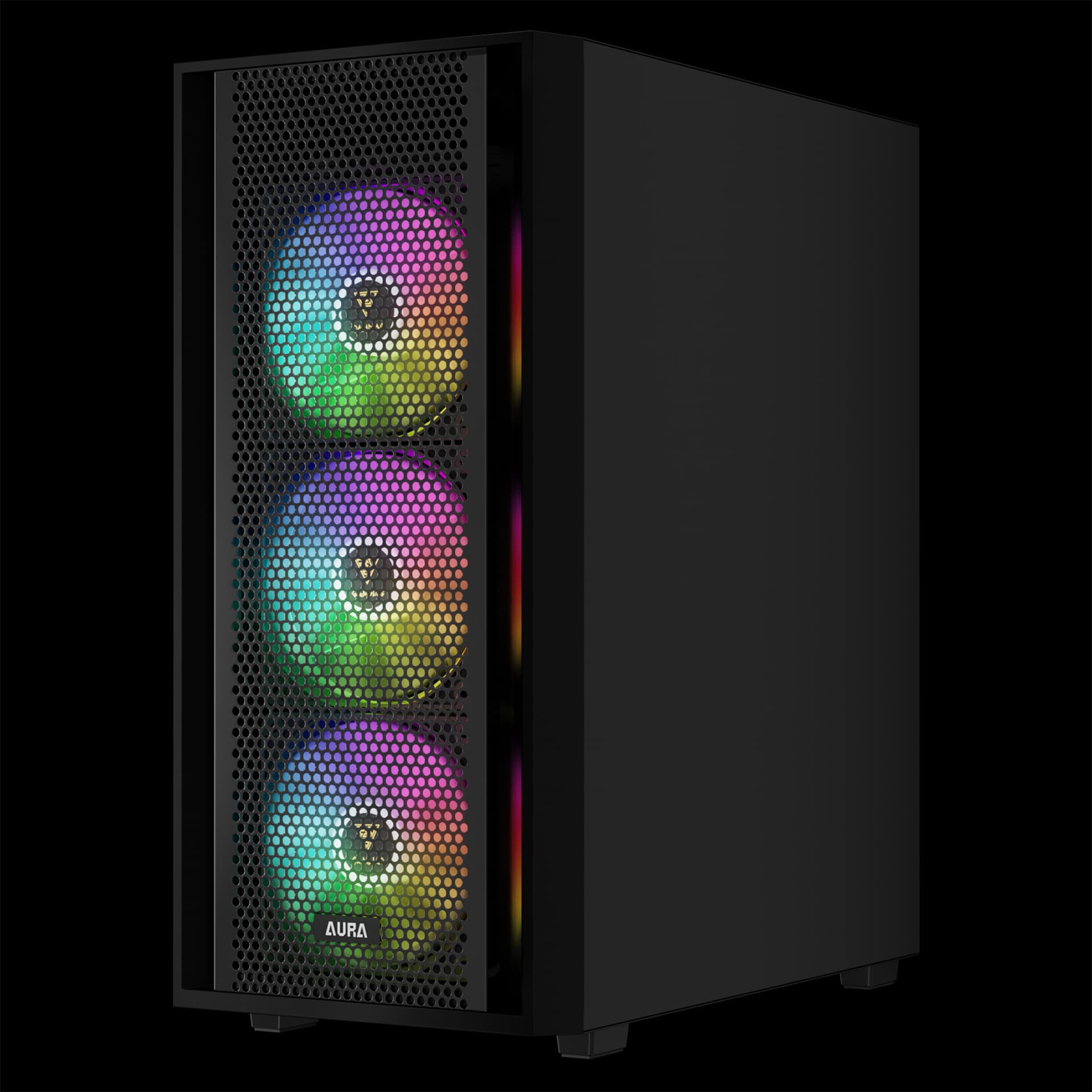 GAMDIAS AURA GC2 ELITE ATX Mid Tower Black with Tempered Glass Side Panel and USB 3.2 Gen 1 Type-A, USB 2.0 Type-A image