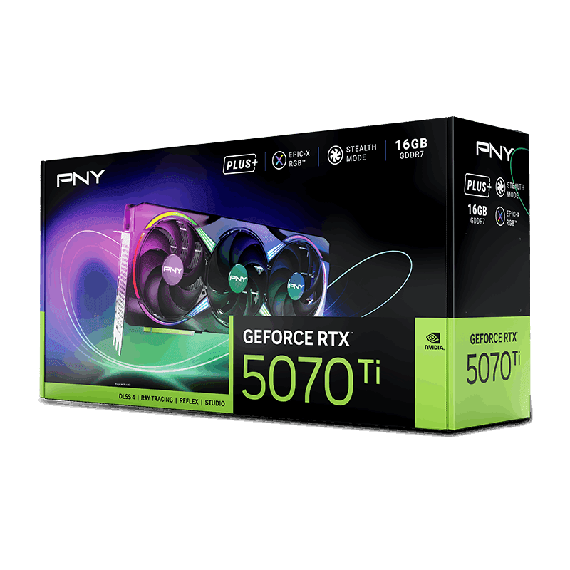 PNY GeForce RTX 5070 Ti EPIC-X RGB Triple Fan Plus 16GB GDDR7 Black image