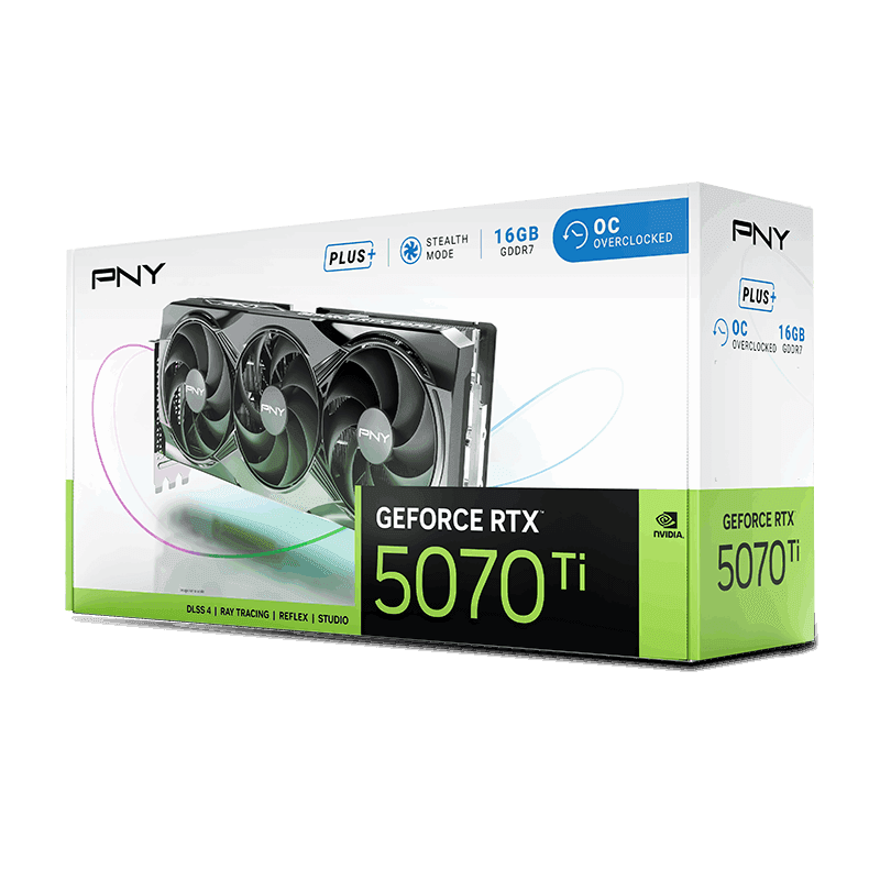 PNY Triple Fan Plus OC GeForce RTX 5070 Ti 16GB GDDR7 Black image