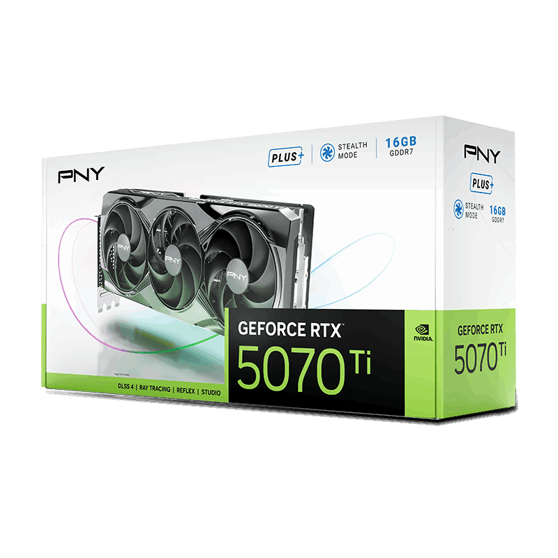 PNY Triple Fan Plus GeForce RTX 5070 Ti 16GB GDDR7 Black image