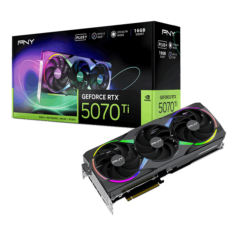 PNY GeForce RTX 5070 Ti EPIC-X RGB Triple Fan Plus 16GB GDDR7 Black main image