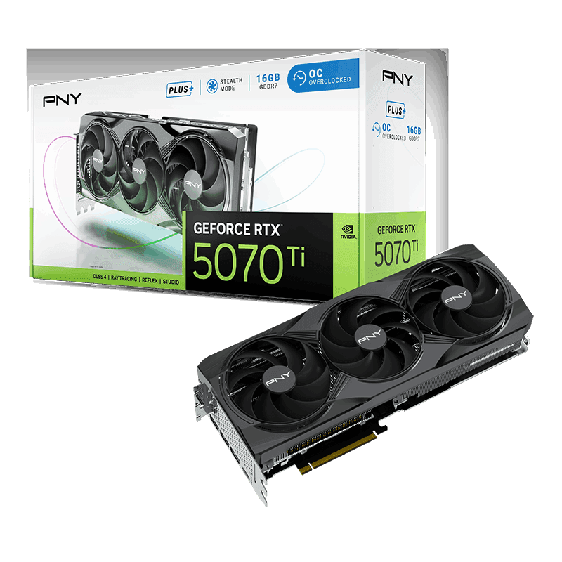 PNY Triple Fan Plus OC GeForce RTX 5070 Ti 16GB GDDR7 Black image