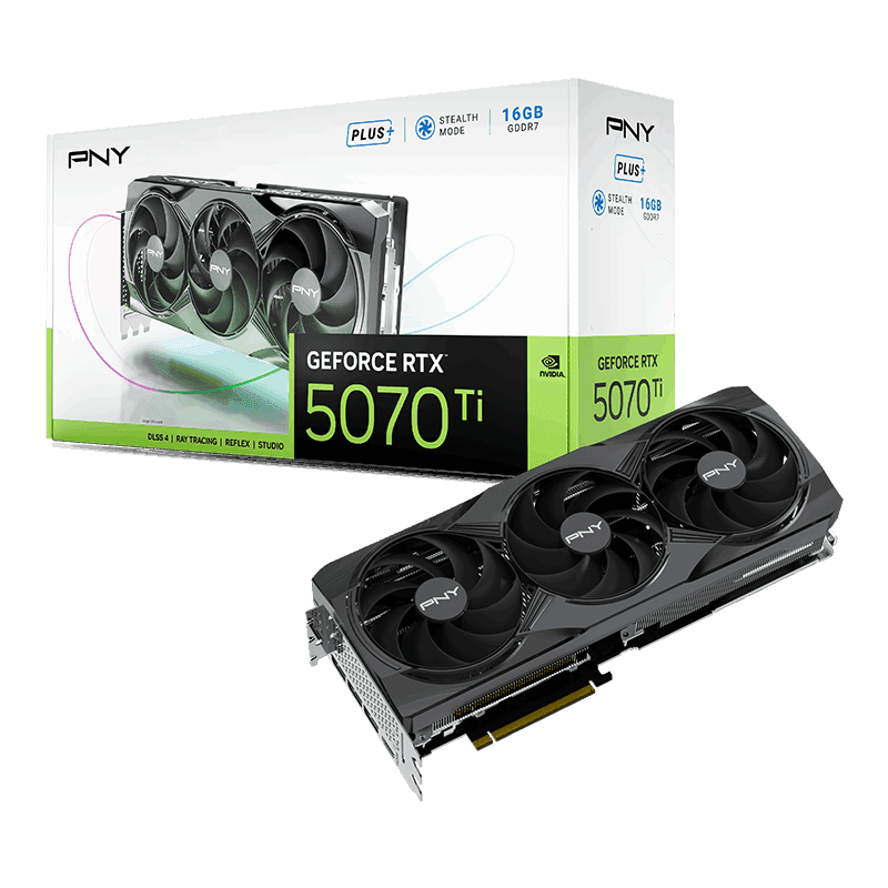 PNY Triple Fan Plus GeForce RTX 5070 Ti 16GB GDDR7 Black image