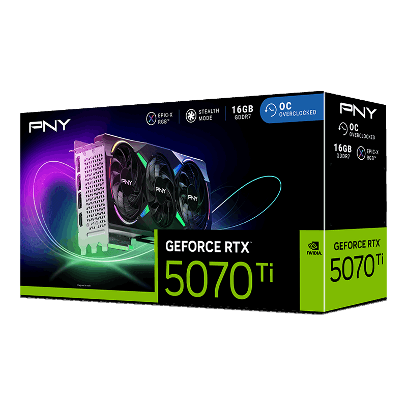 PNY ARGB EPIC-X RGB OC GeForce RTX 5070 Ti 16GB GDDR7 Black image