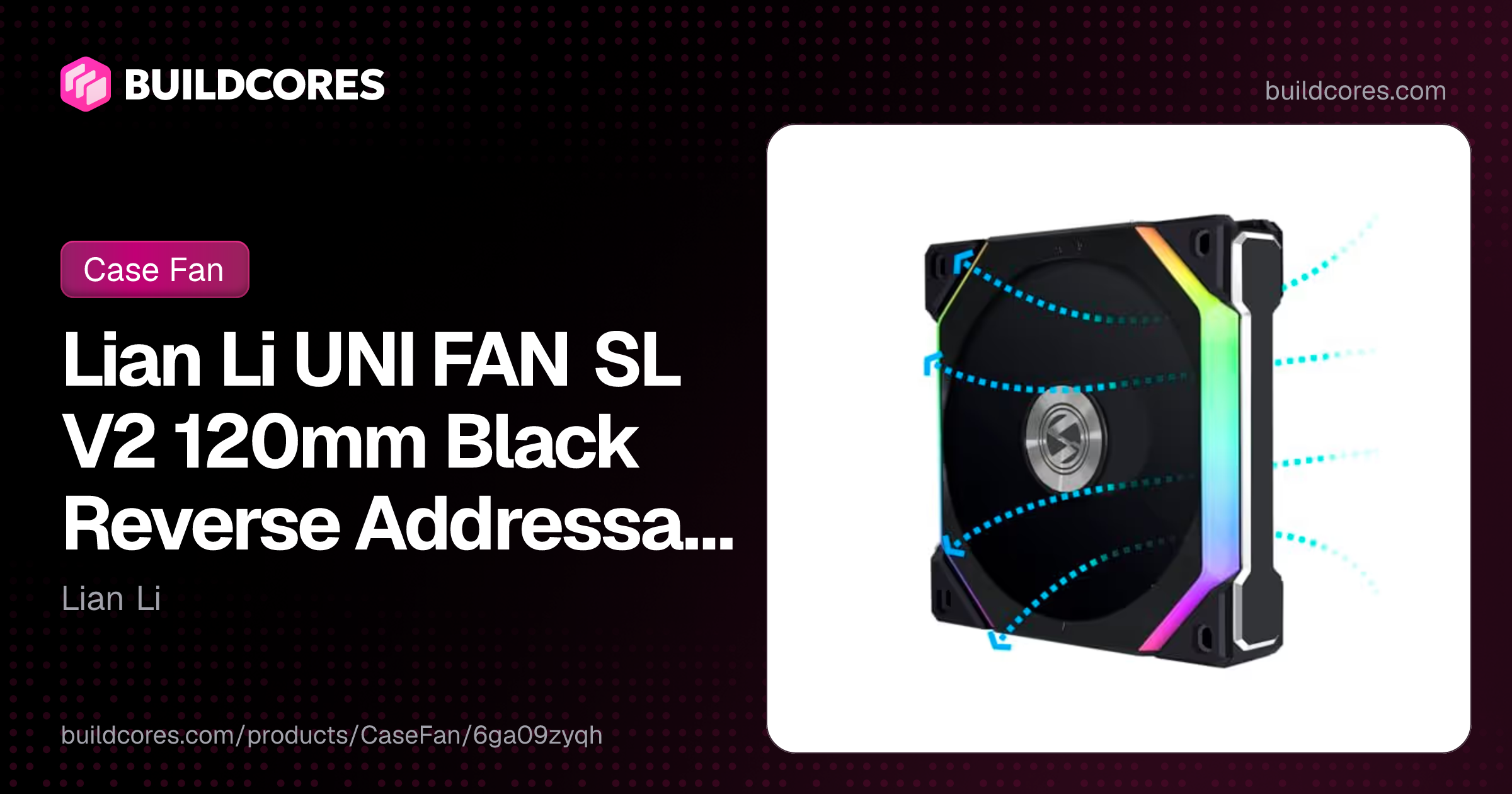Lian Li UNI FAN SL V2 120mm Black Reverse Addressable RGB PWM 1-Pack ...