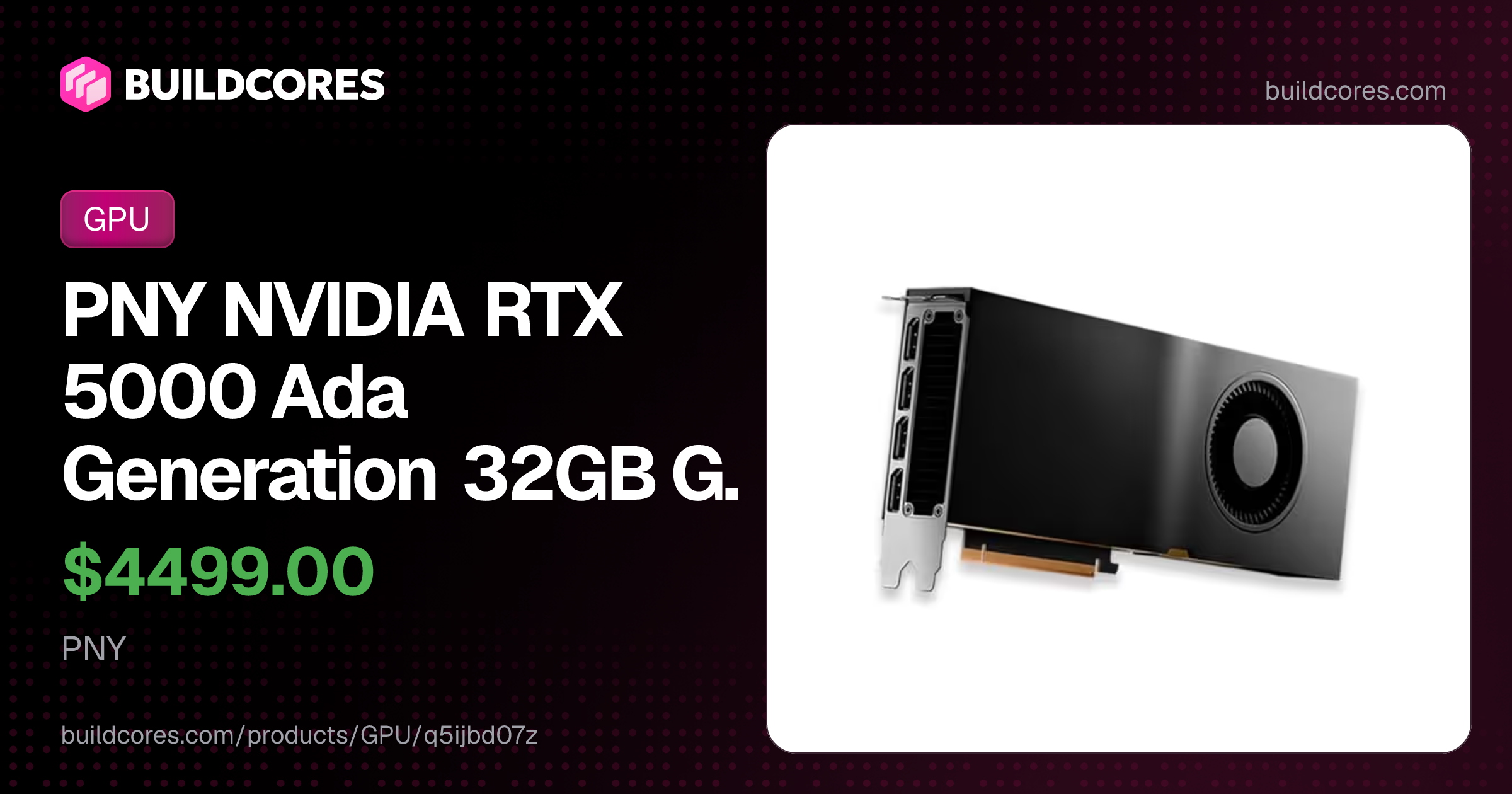 PNY NVIDIA RTX 5000 Ada Generation 32GB GDDR6 | BuildCores