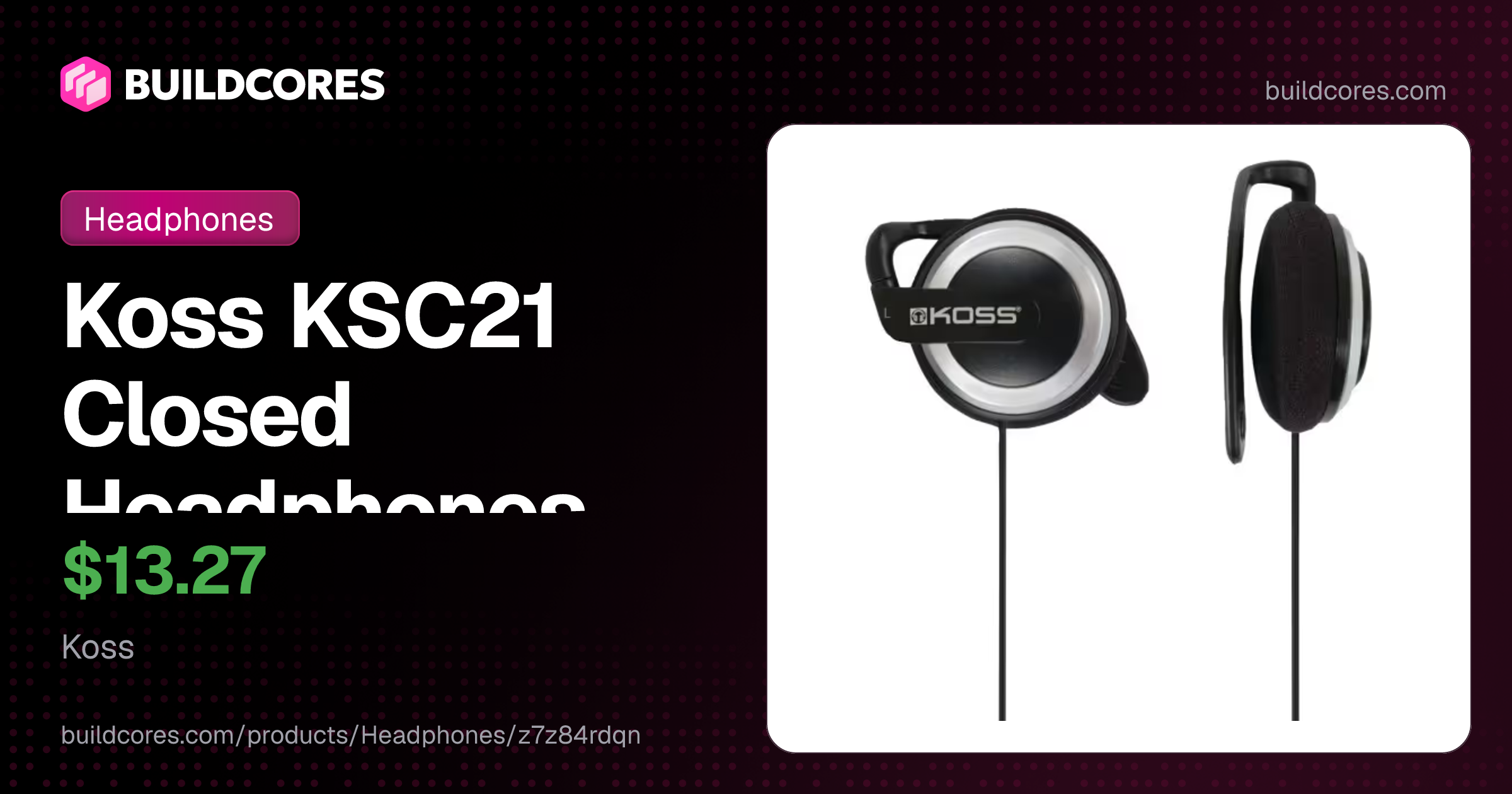 Koss KSC21 Closed Headphones | BuildCores