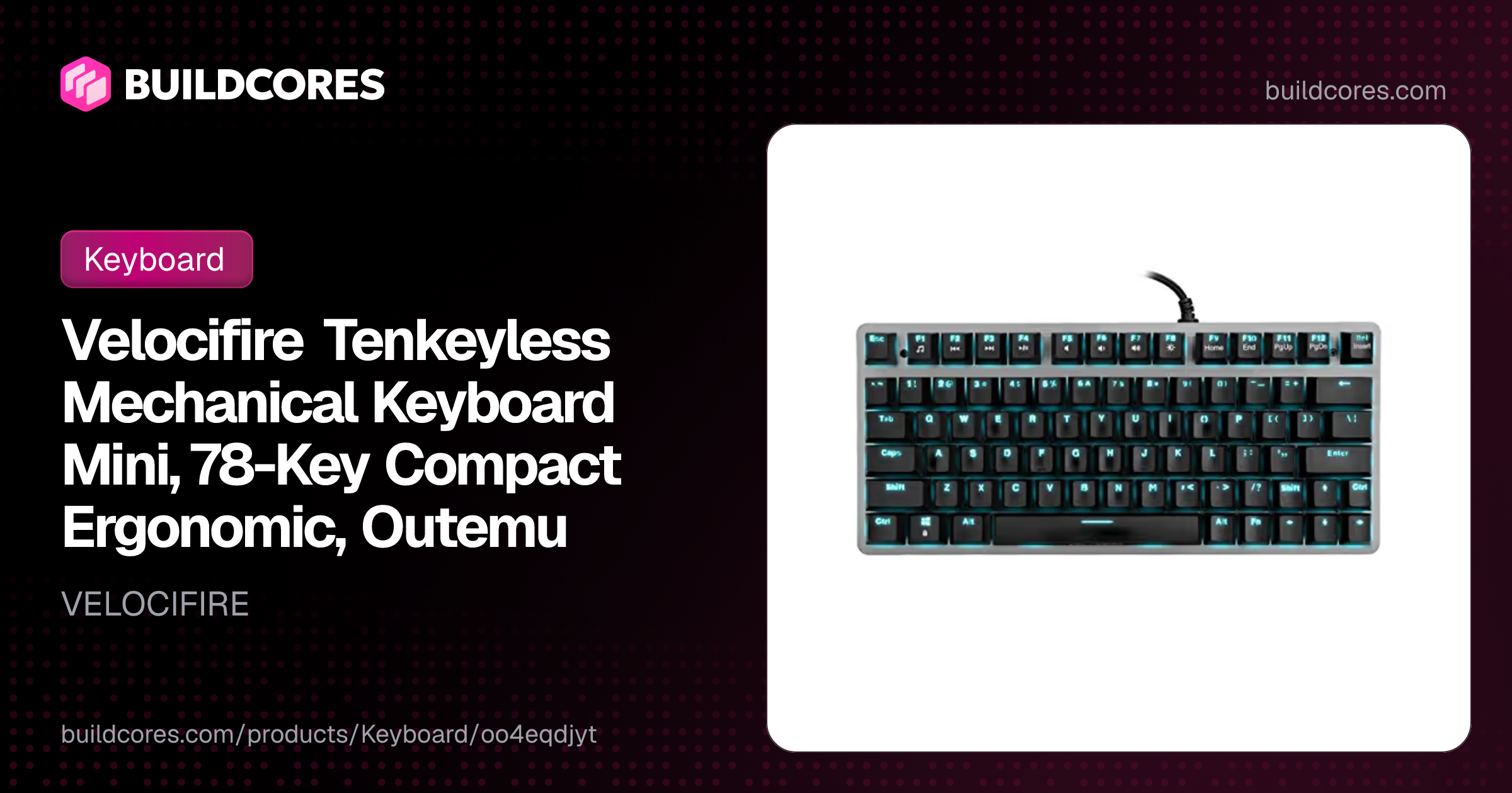 Velocifire Tenkeyless Mechanical Keyboard Mini, 78-Key Compact ...