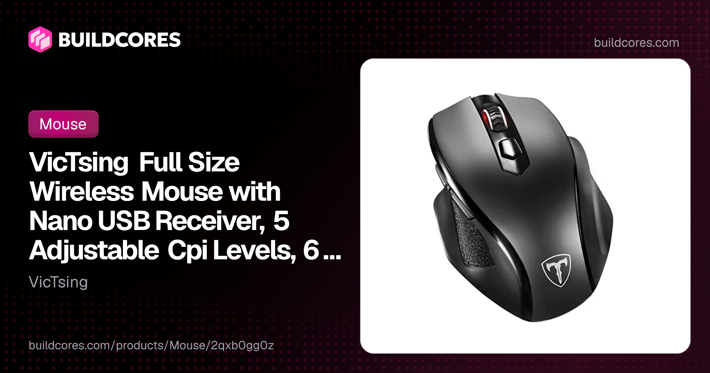 VicTsing Full Size Wireless Mouse with Nano USB Receiver, 5 Adjustable ...