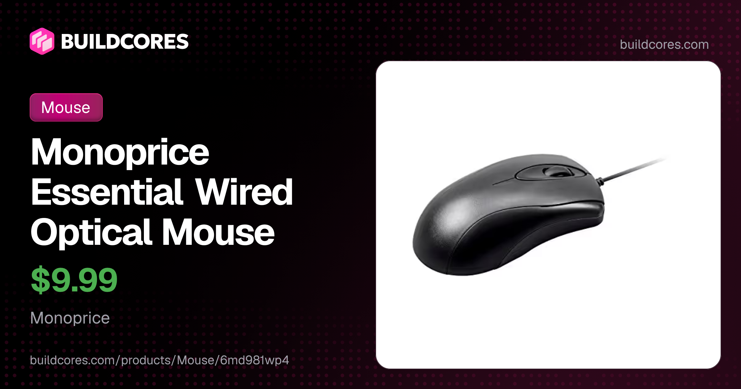 Monoprice Essential Wired Optical Mouse | BuildCores