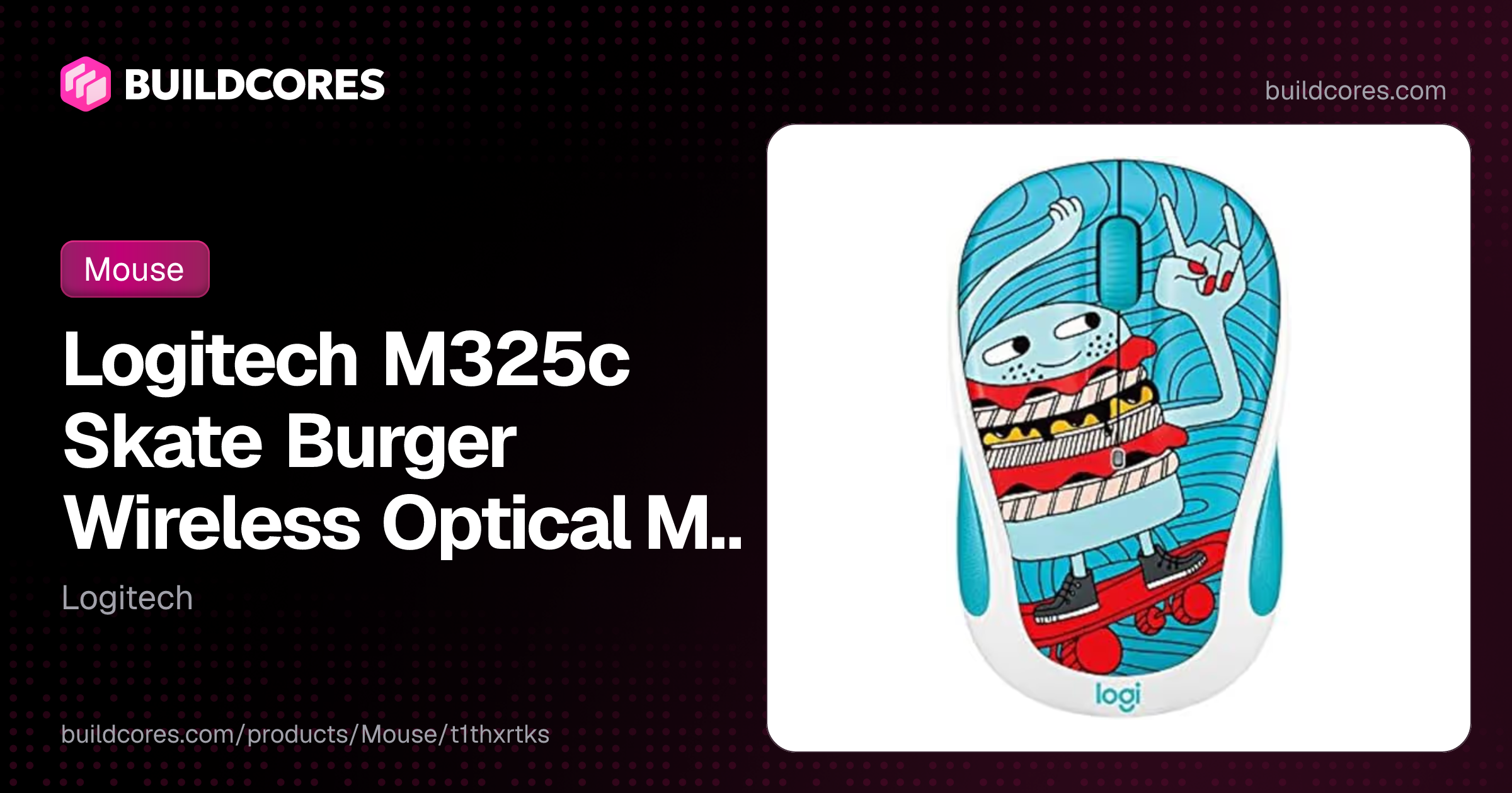 Logitech M325c Skate Burger Wireless Optical Mouse | BuildCores