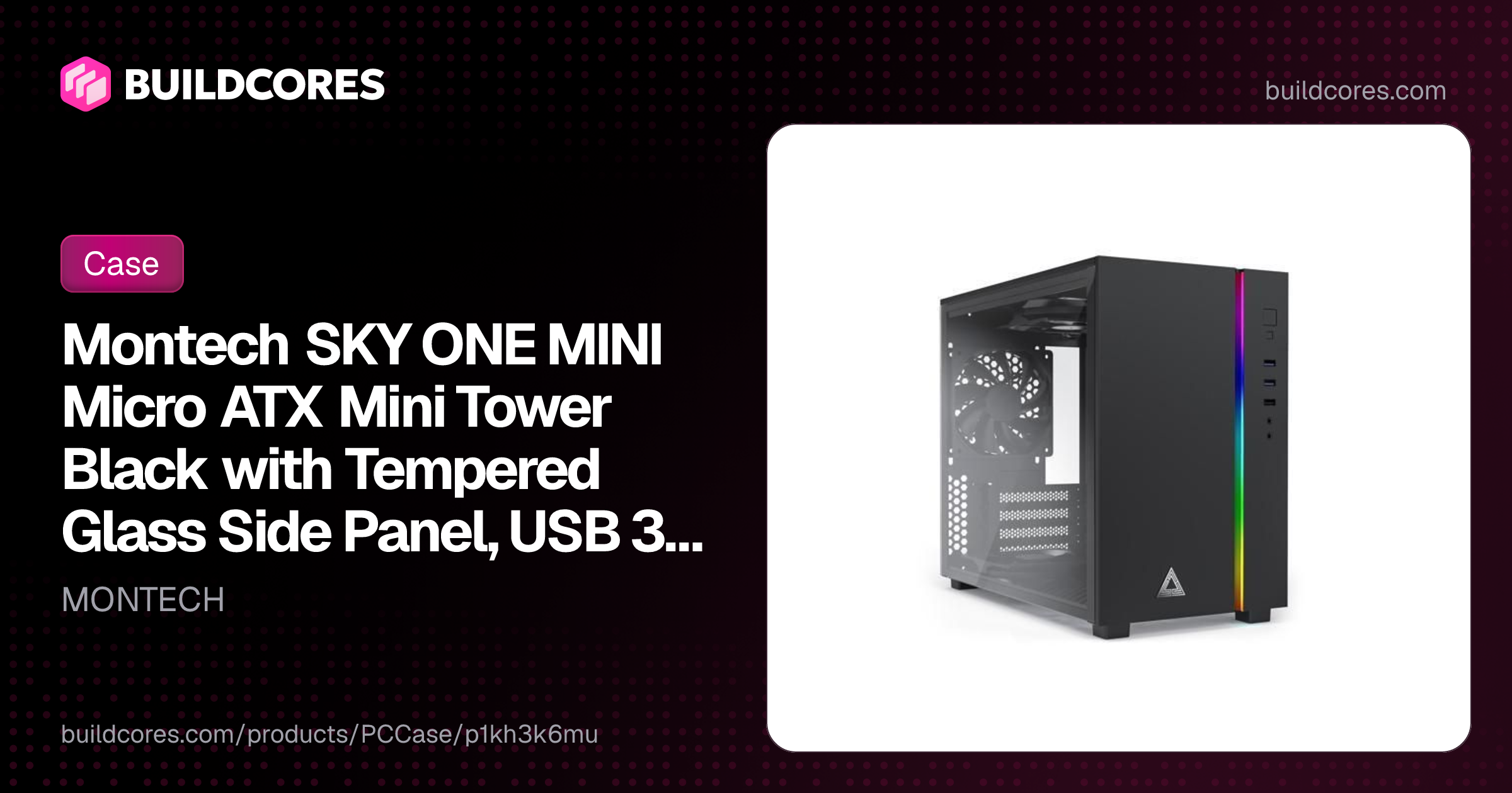 Montech SKY ONE MINI Micro ATX Mini Tower Black with Tempered Glass ...