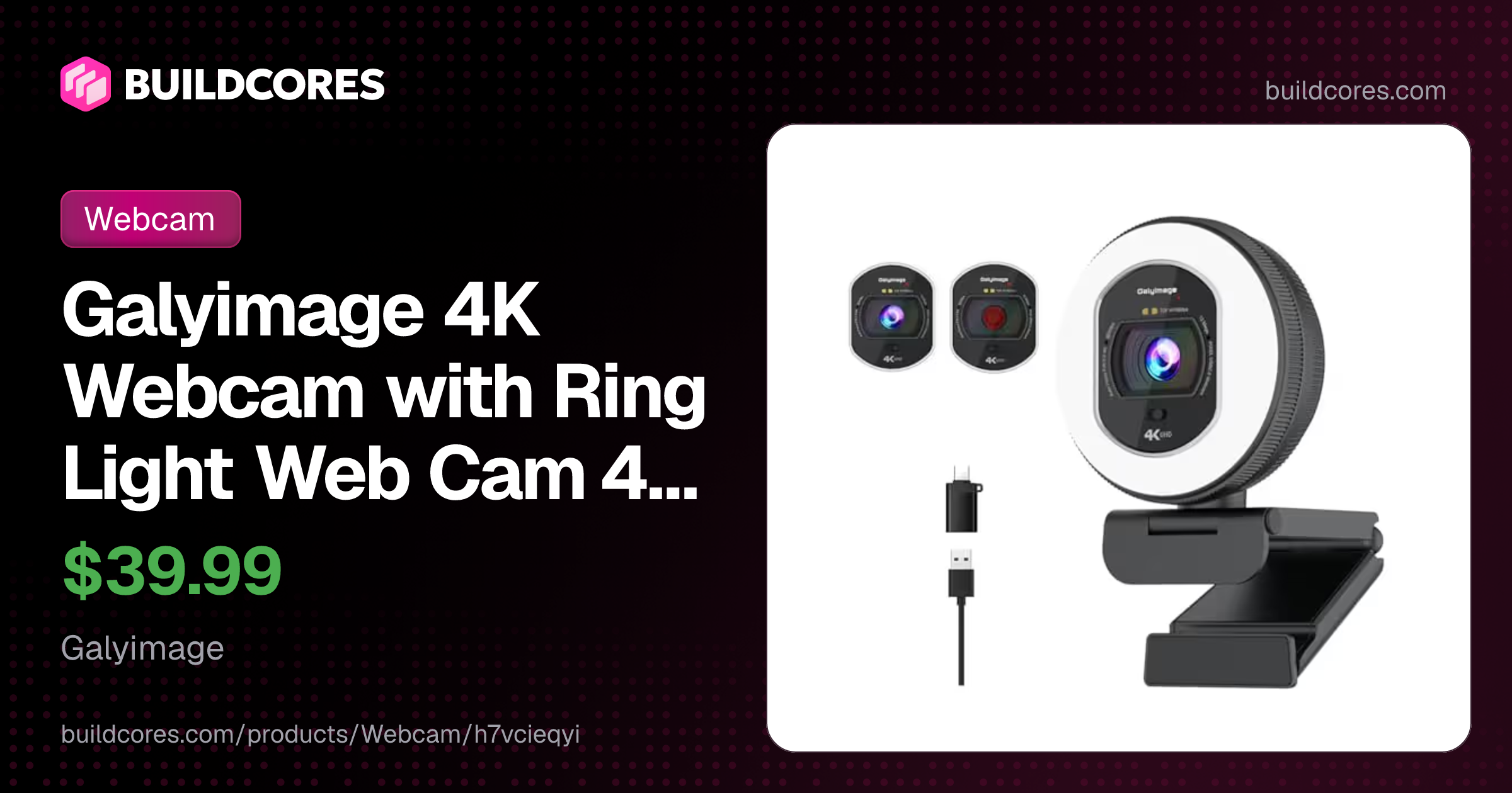 Galyimage 4K Webcam with Ring Light Web Cam 4K Autofocus with TOF ...